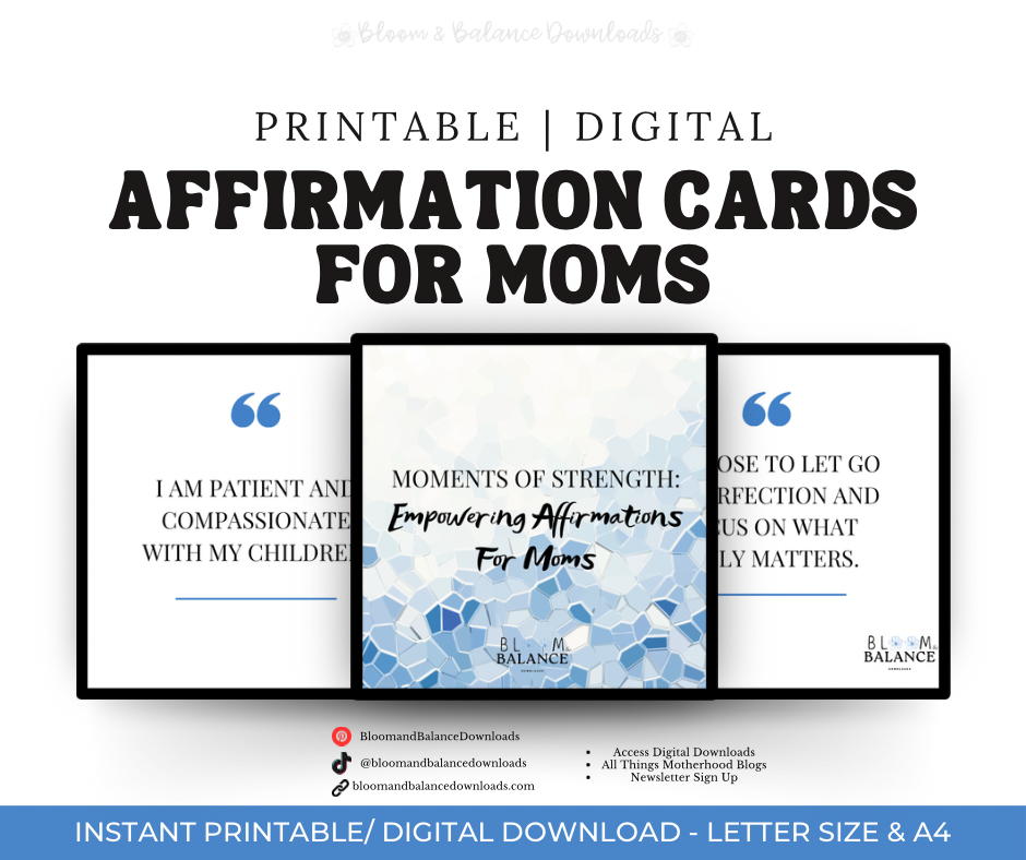 Bloom and Balance Affirmation Cards for Mothers