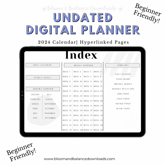 Undated Digital Planner- 2024 Calendar